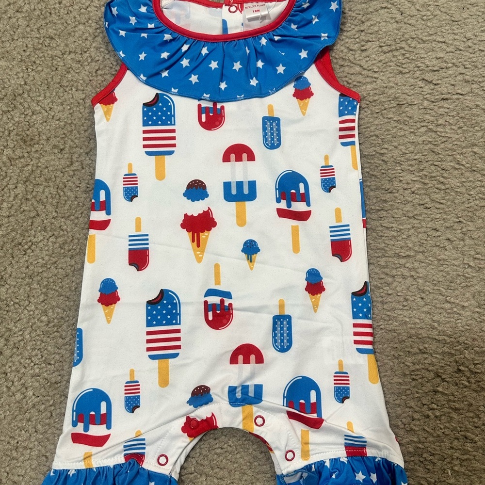 NWT Colorful Ice Cream Print Baby Romper Holiday 18 Months